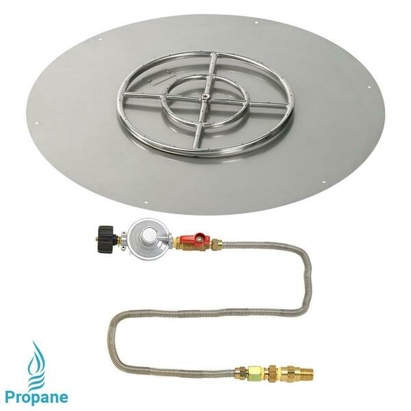 American Fireglass 30 In. Round Stainless Steel Flat Pan With Match Light Kit - Propane SS-RFPMKIT-P-30